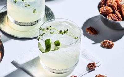 Thyme and Lime Honey Cocktail with Honey Rosemary Pecans