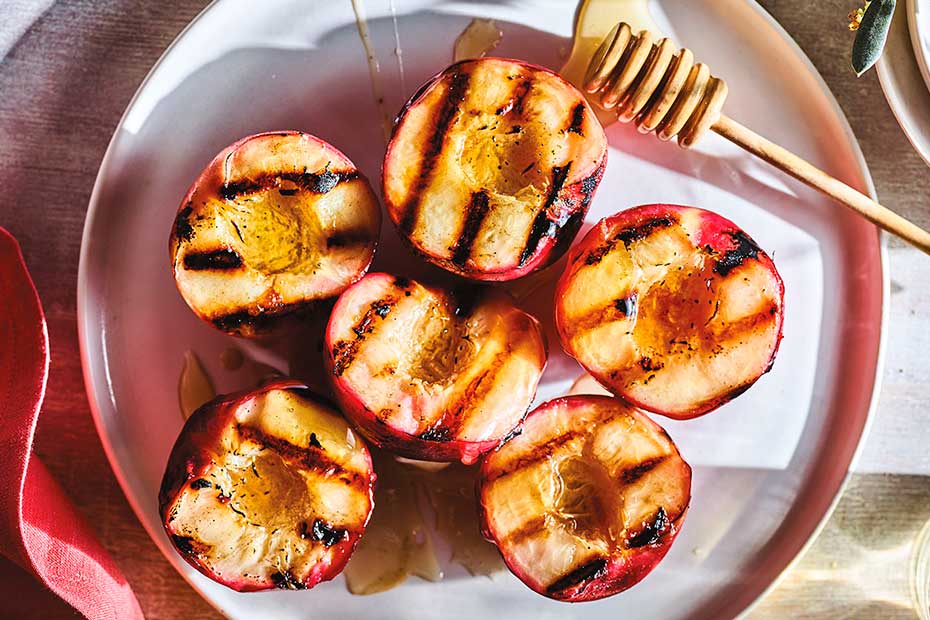Grilled Peaches with Brown Sugar and Red Belly Honey