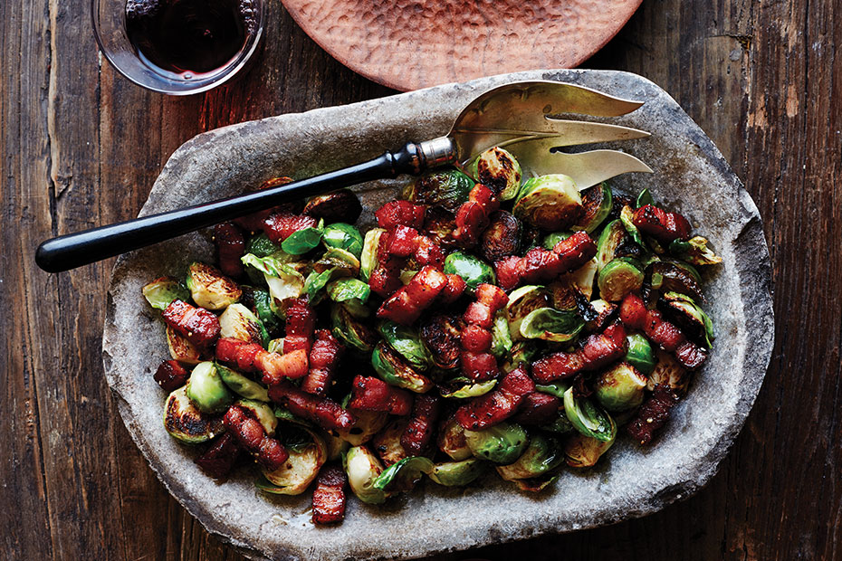 Seared Brussels Sprouts with Honey'd Lardons